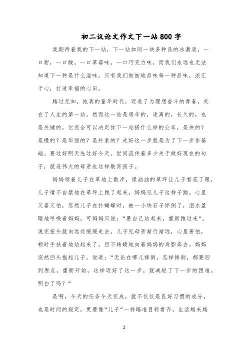 初二议论文作文下一站800字