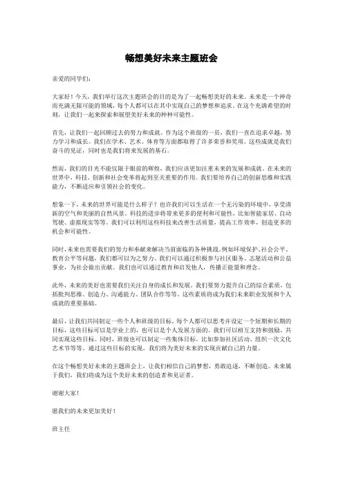 畅想美好未来主题班会