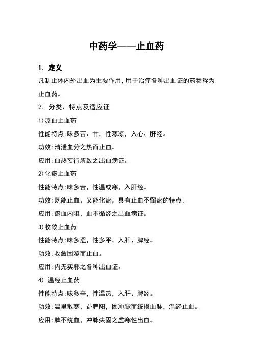 中药学——止血药