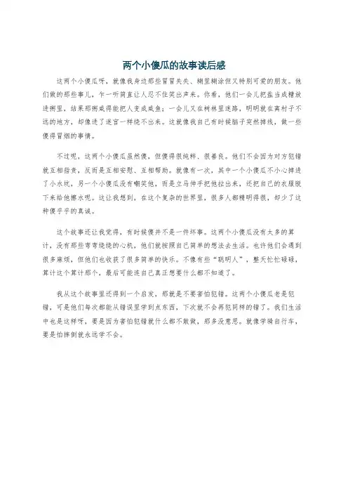 两个小傻瓜的故事读后感