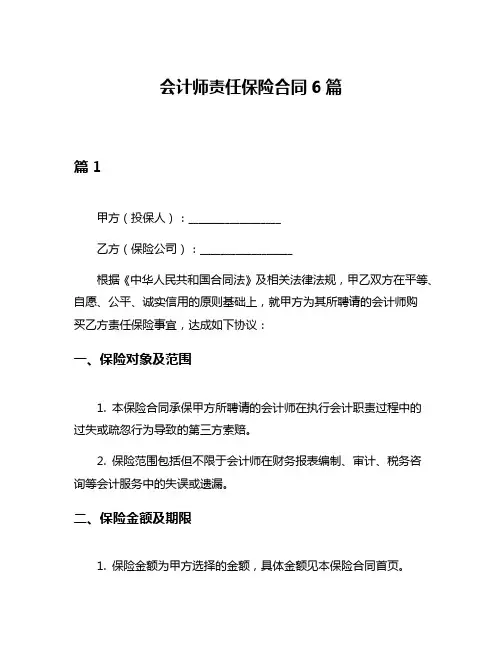 会计师责任保险合同6篇