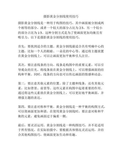 摄影黄金分割线使用技巧