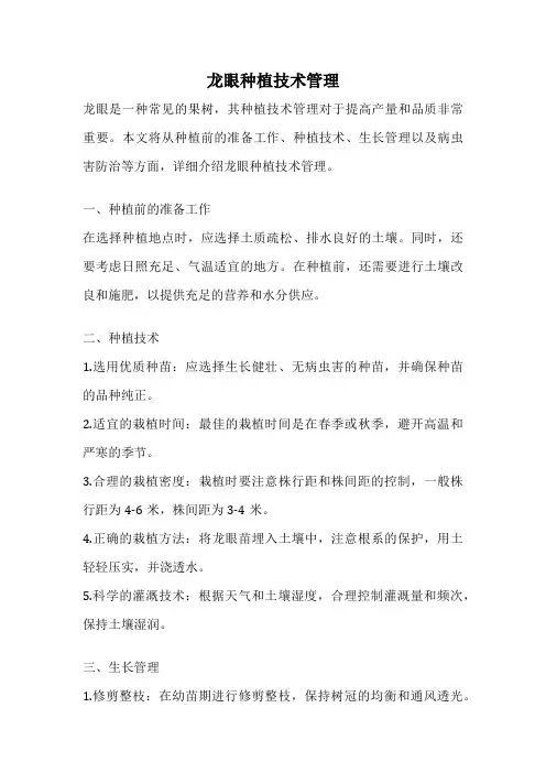 龙眼种植技术管理