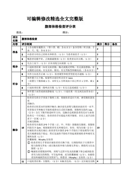 腹部体格检查评分表精选全文