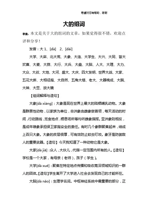 大的组词