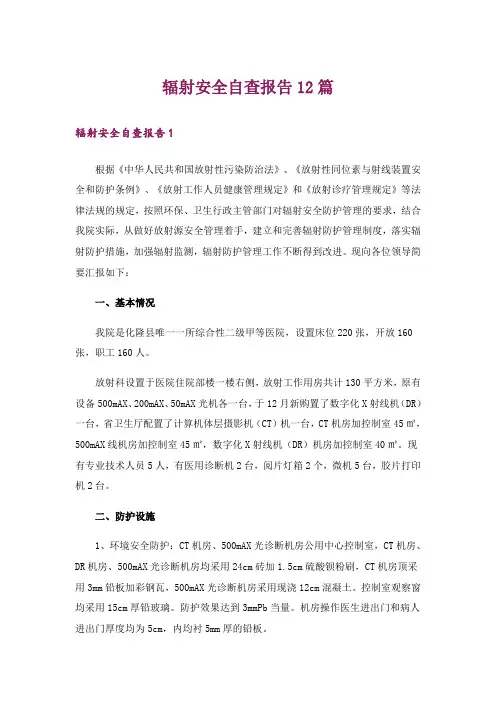 辐射安全自查报告12篇