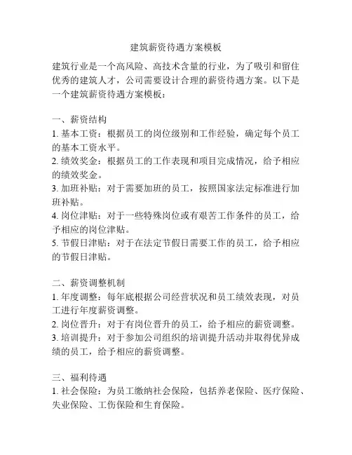 建筑薪资待遇方案模板