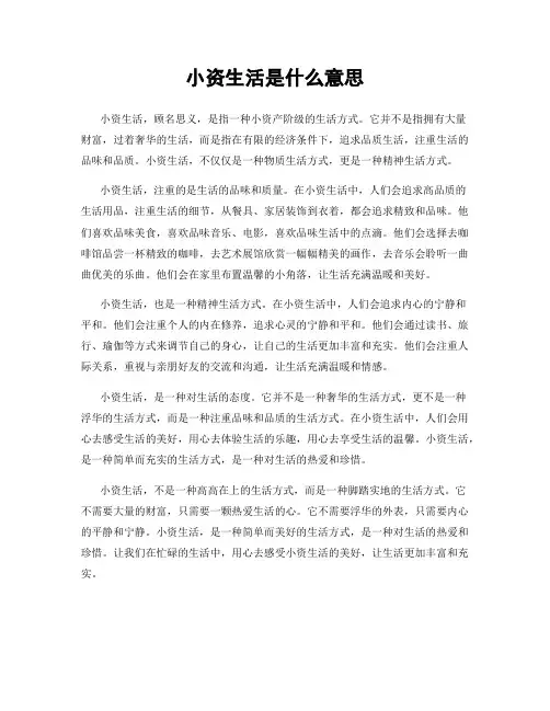小资生活是什么意思