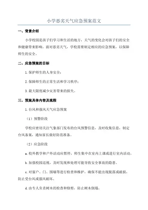 小学恶劣天气应急预案范文