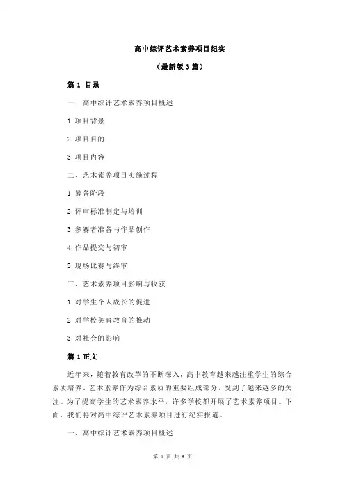 高中综评艺术素养项目纪实