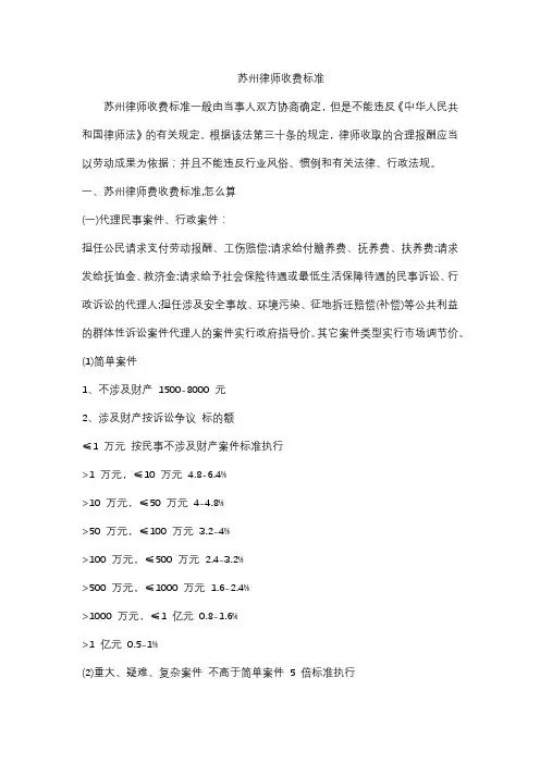苏州律师收费标准