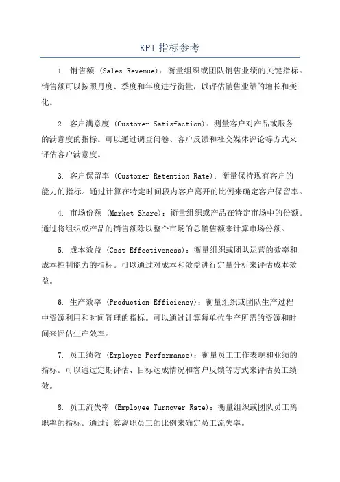 KPI指标参考