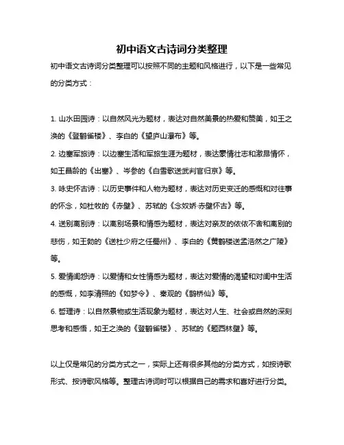 初中语文古诗词分类整理