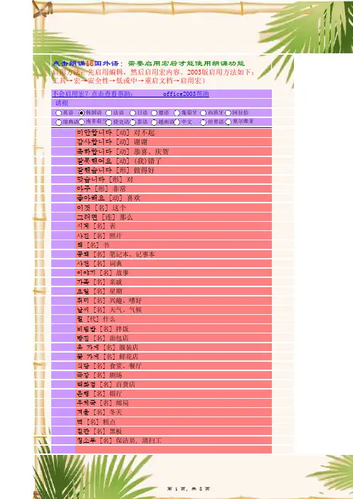 初级韩语单词175个必学,带发音功能免费下载
