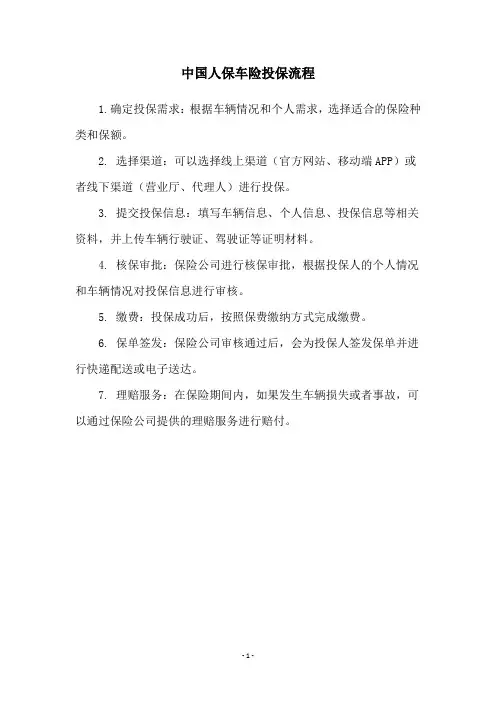 中国人保车险投保流程