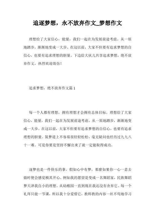 追逐梦想,永不放弃作文_梦想作文
