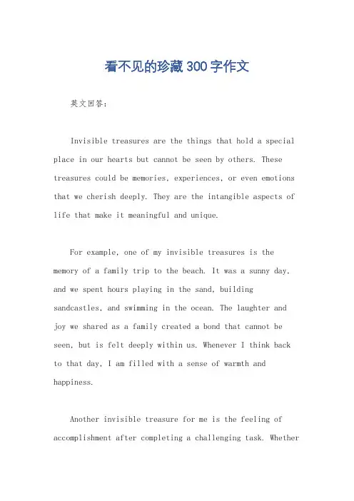 看不见的珍藏300字作文