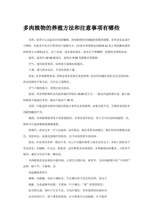 多肉植物的养殖方法和注意事项有哪些