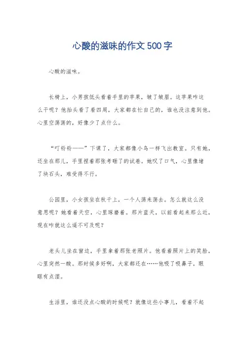 心酸的滋味的作文500字