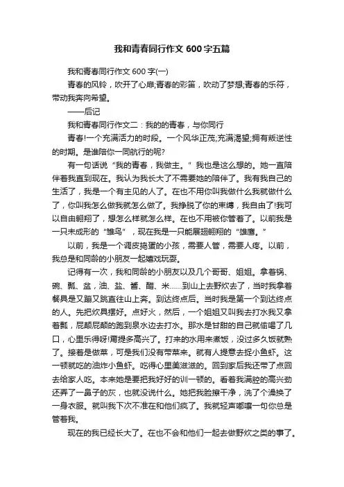 我和青春同行作文600字五篇