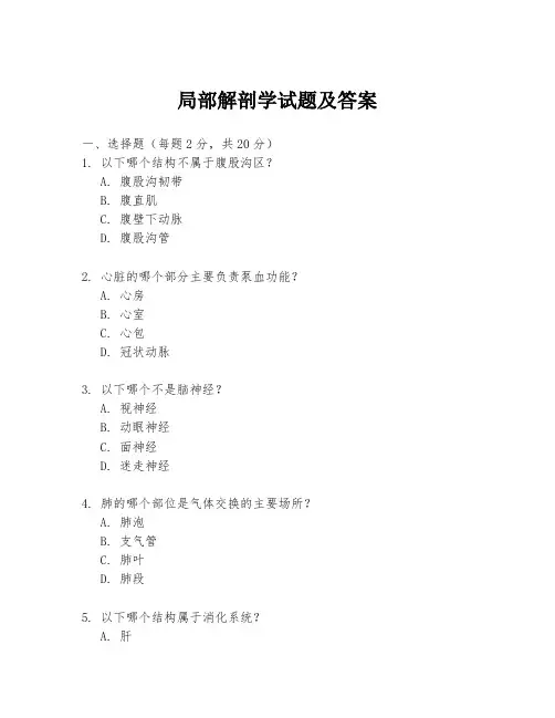 局部解剖学试题及答案