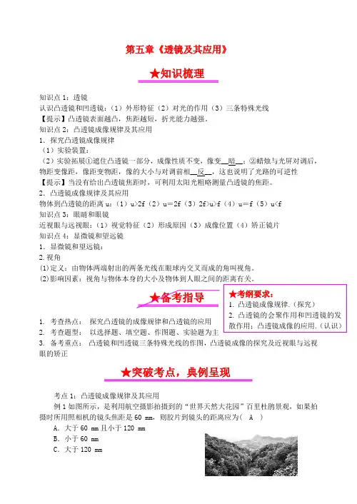中考物理总复习系列知识点梳理及训练5透镜及其应用
