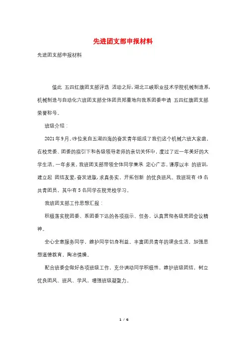 先进团支部申报材料