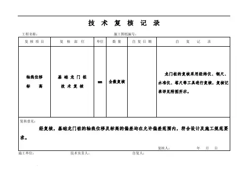 技术复核记录表格示范