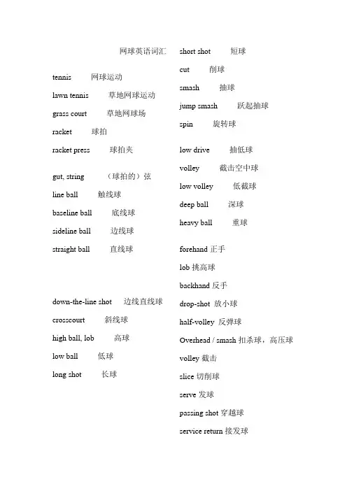 网球英语词汇tennis