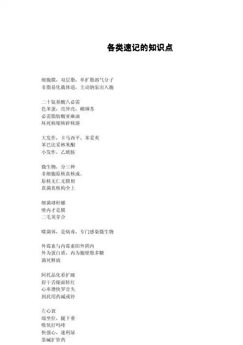 执业医师知识点速记手则