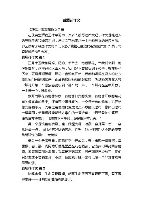 【精品】看烟花作文7篇
