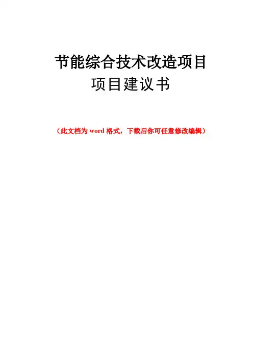 节能综合技术改造项目项目建议书