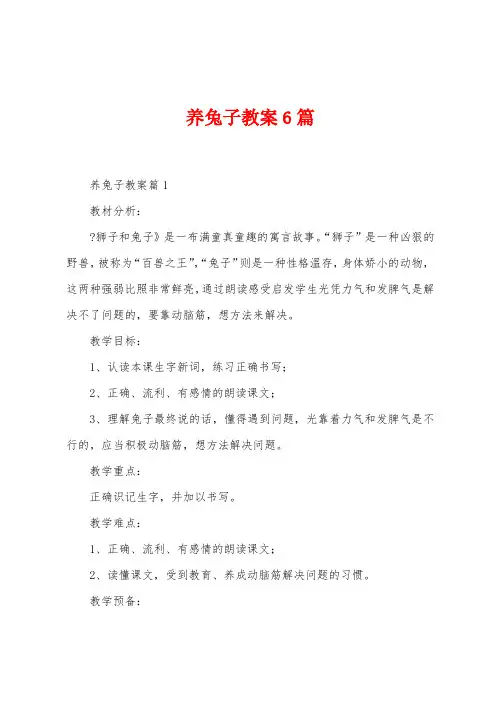养兔子教案6篇
