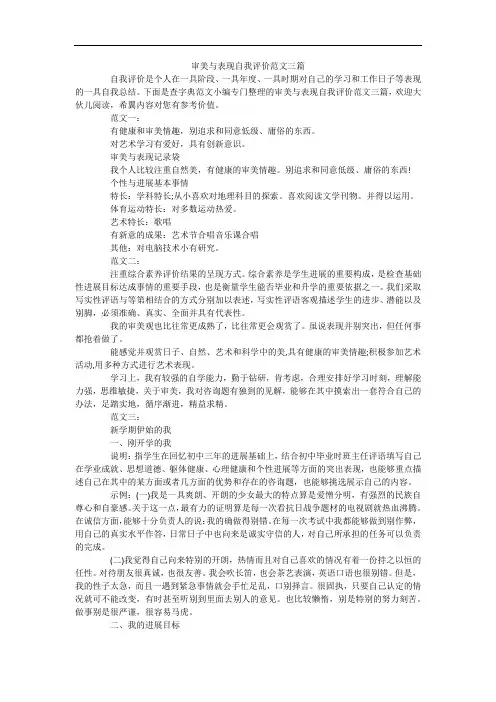 审美与表现自我评价范文三篇