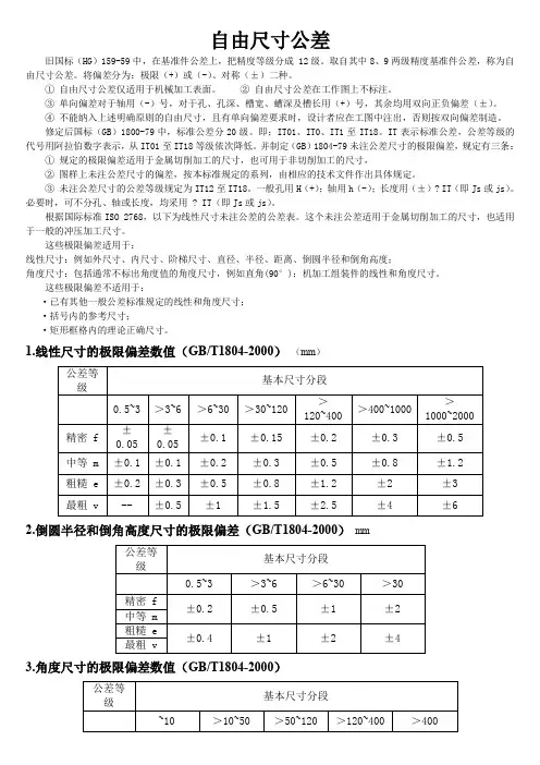 机械加工自由公差