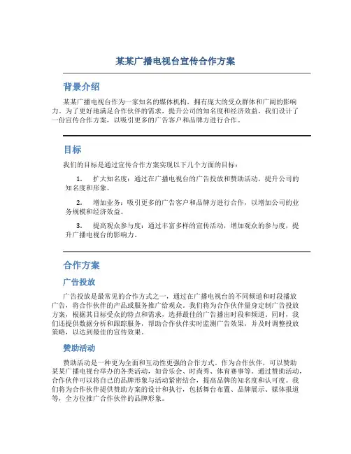 某某广播电视台宣传合作方案 (2)