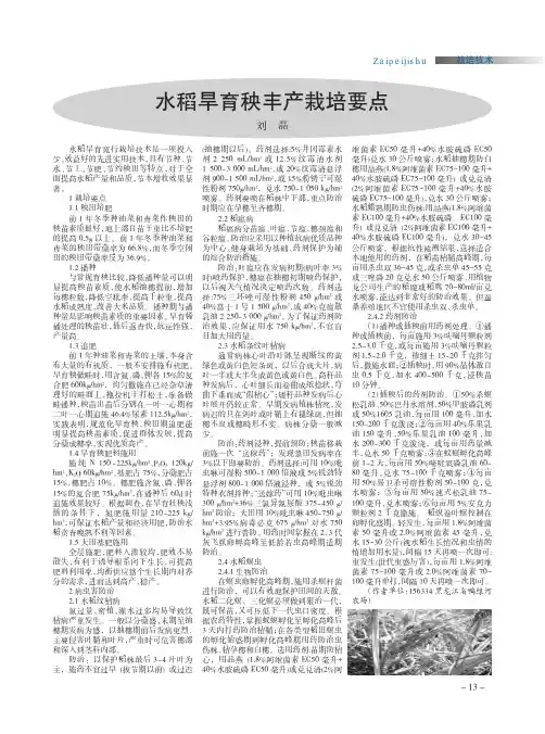 水稻旱育秧丰产栽培要点
