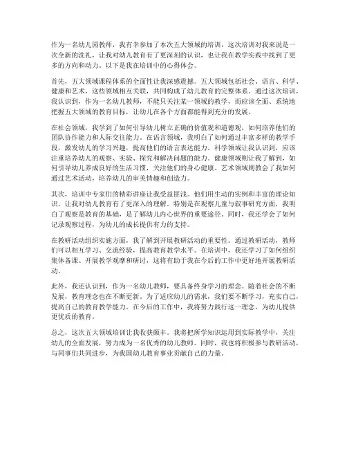 五大领域培训教师心得体会
