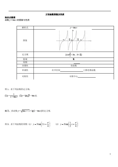 正切函数的图像与性质(带答案)