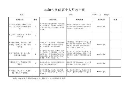 干部作风问题个人整改台账