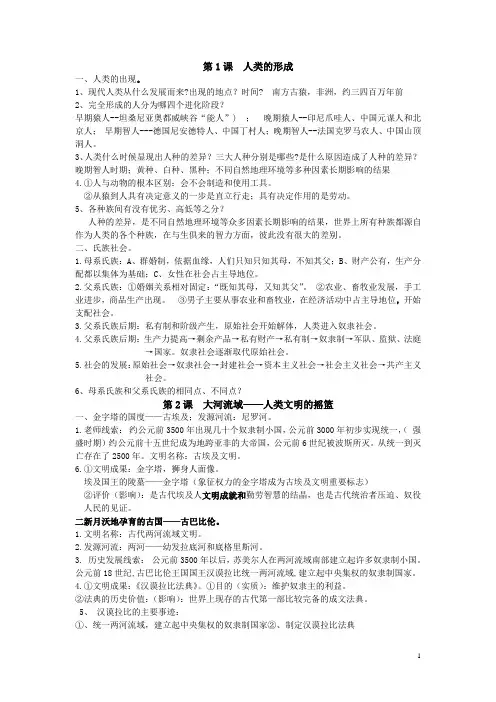 第1课  人类的形成