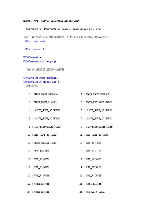 UA5000开局配置