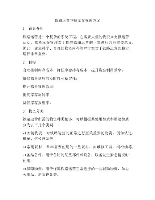 铁路运营物资库存管理方案