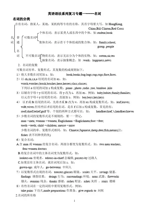 英语语法系列复习专题一-----名词
