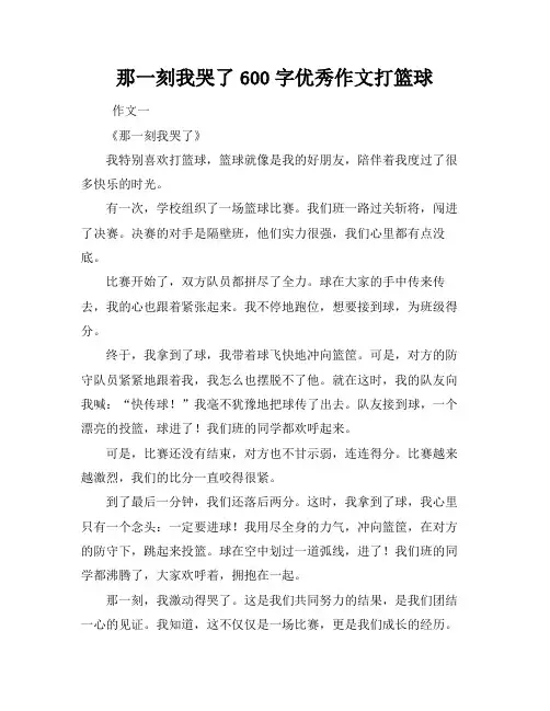 那一刻我哭了600字优秀作文打篮球