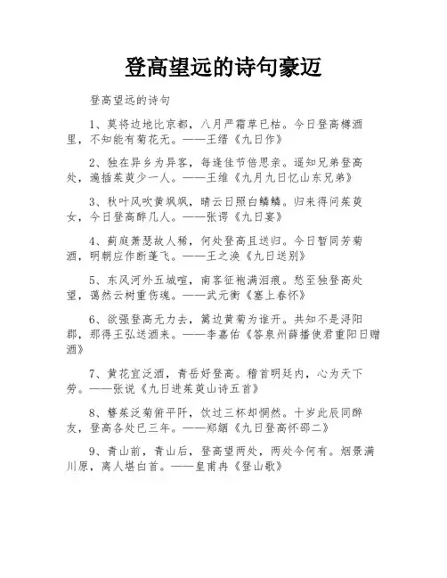 登高望远的诗句豪迈