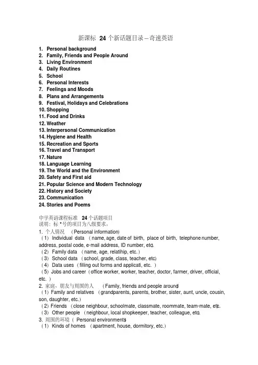 新课标24个新话题目录：奇速英语.pdf