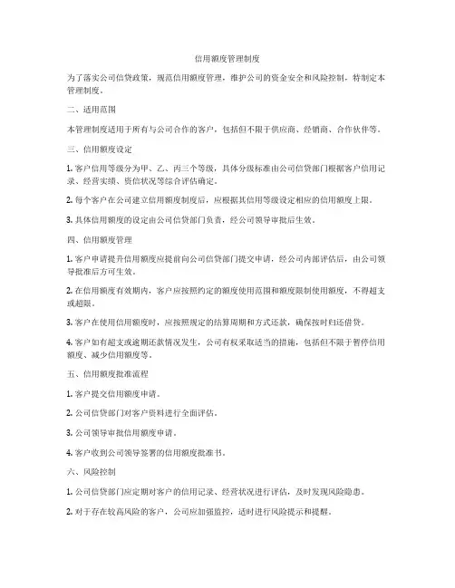 信用额度管理制度
