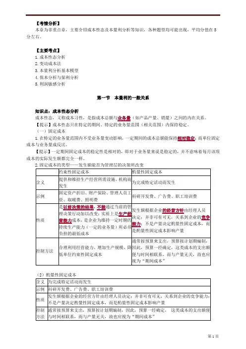 财务成本管理知识点