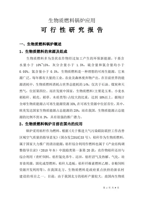 推广生物质燃料锅炉可行性研究报告改(正式)